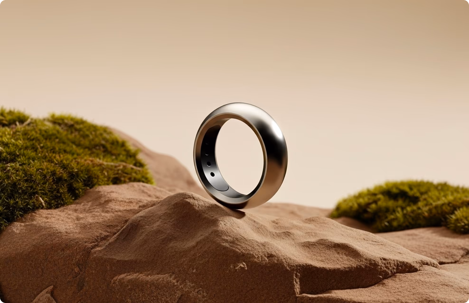 Lumen smart ring hero background photography with rounded 24px corners