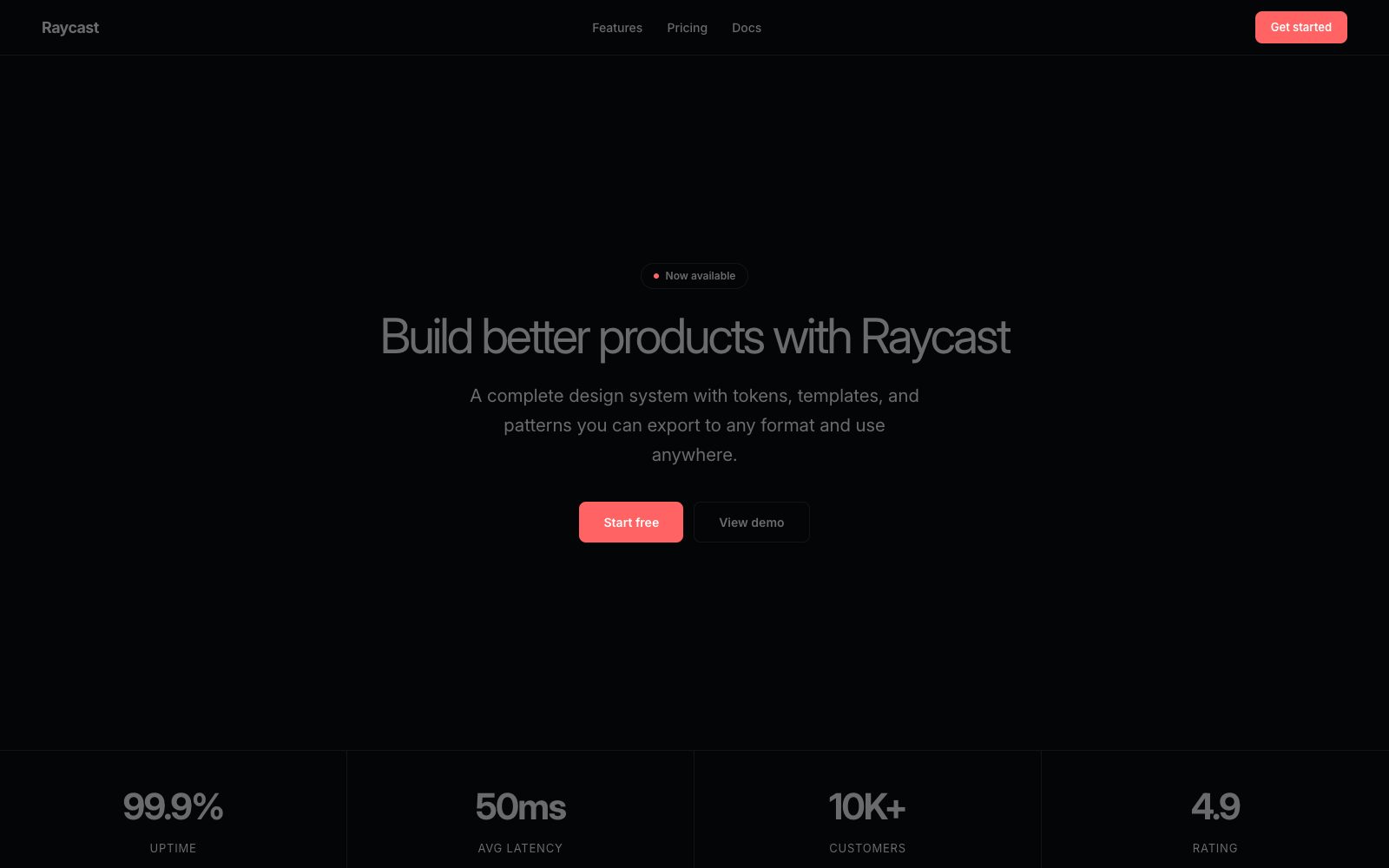 Raycast launcher interface on near-black canvas