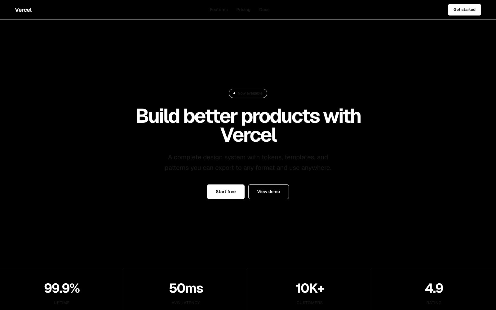 Vercel dashboard with pure black-and-white interface